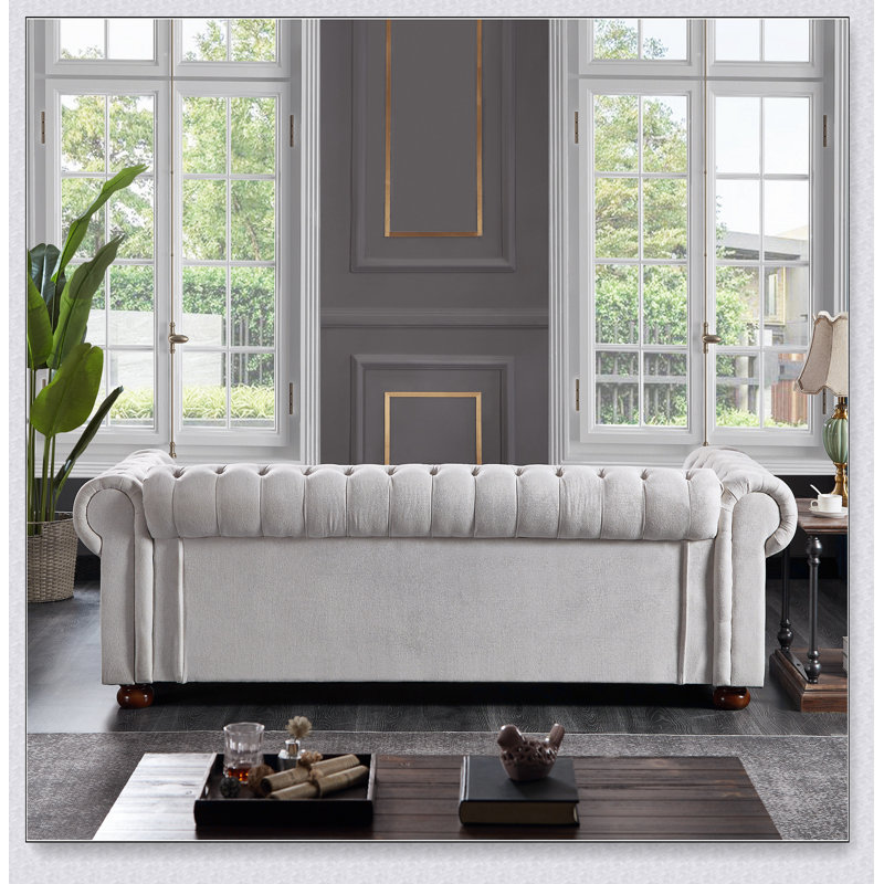 Chesterfield sofa fabric grey discount